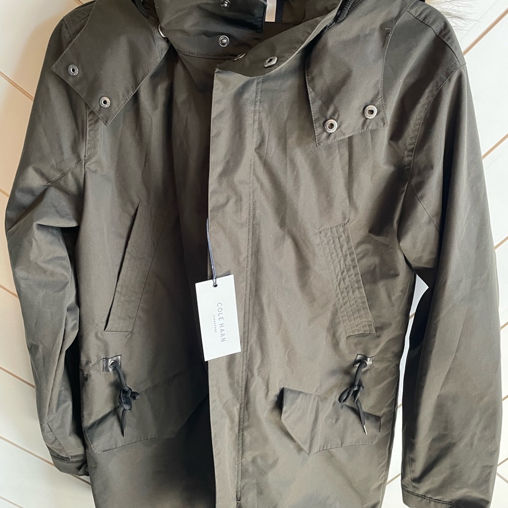 Cole Haan Faux Fur Hooded Convertible Jacket - Picture 1 of 4